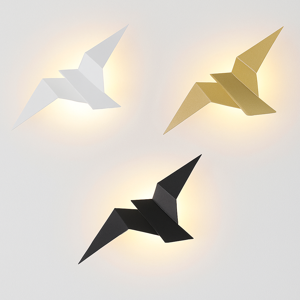 Moderne LED-Wandlamp Vogel in Origami-stijl Naila