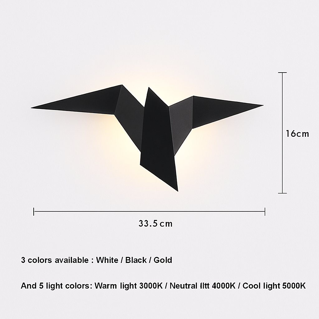 Moderne LED-Wandlamp Vogel in Origami-stijl Naila