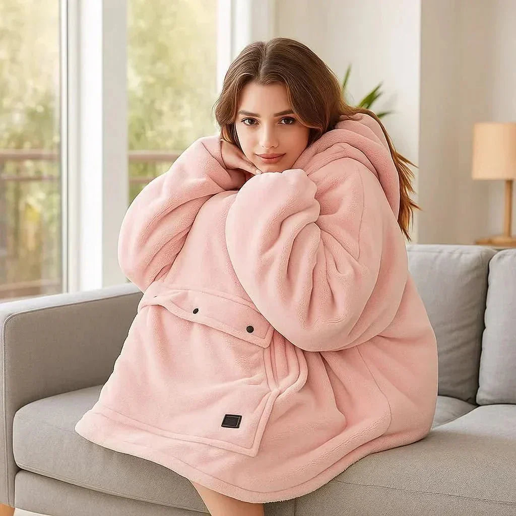 USB Verwarmde Hoodie Deken – Zachte Elektrische Draagdeken voor Gezellig Thuiscomfort