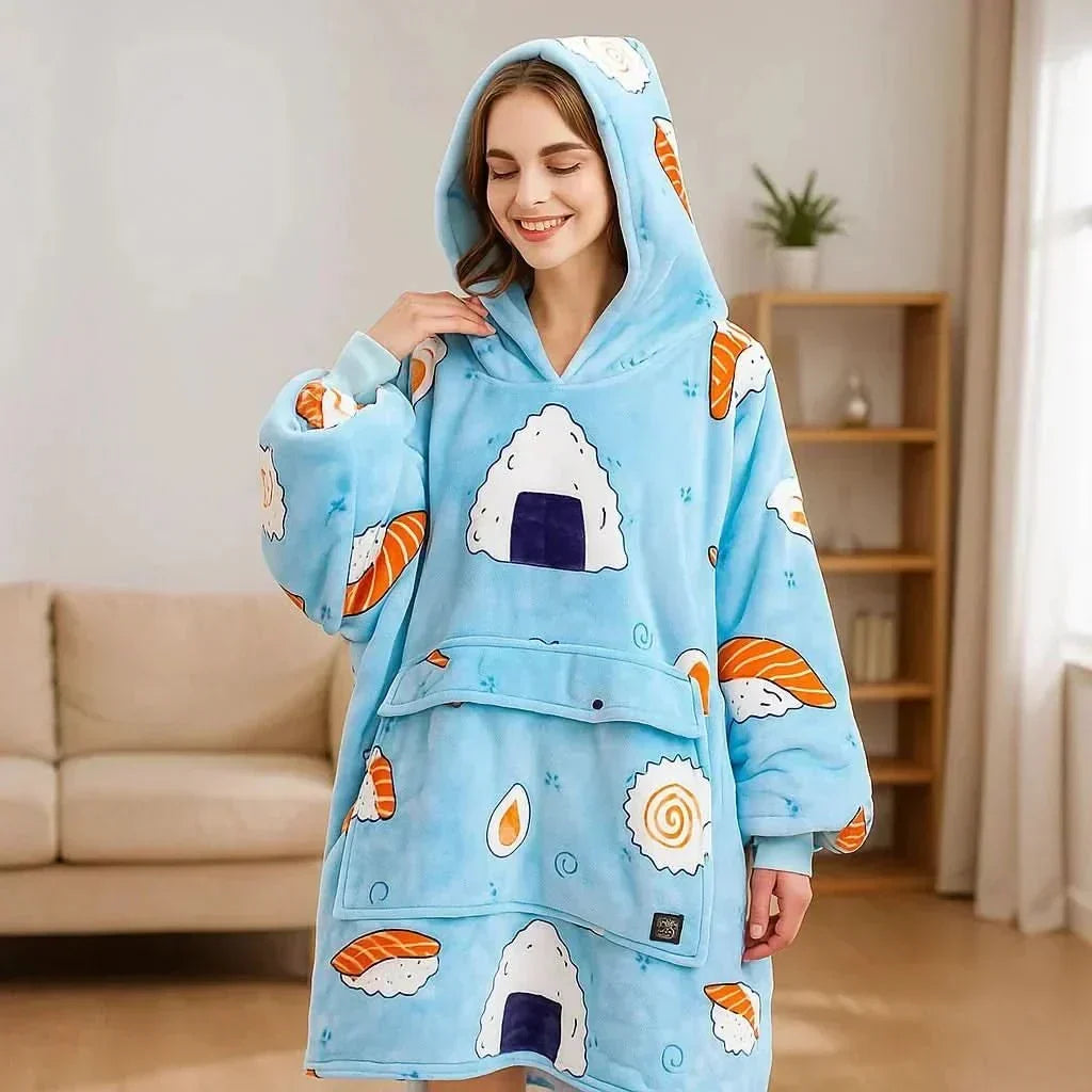 USB Verwarmde Hoodie Deken – Zachte Elektrische Draagdeken voor Gezellig Thuiscomfort
