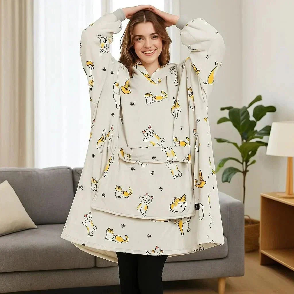 USB Verwarmde Hoodie Deken – Zachte Elektrische Draagdeken voor Gezellig Thuiscomfort