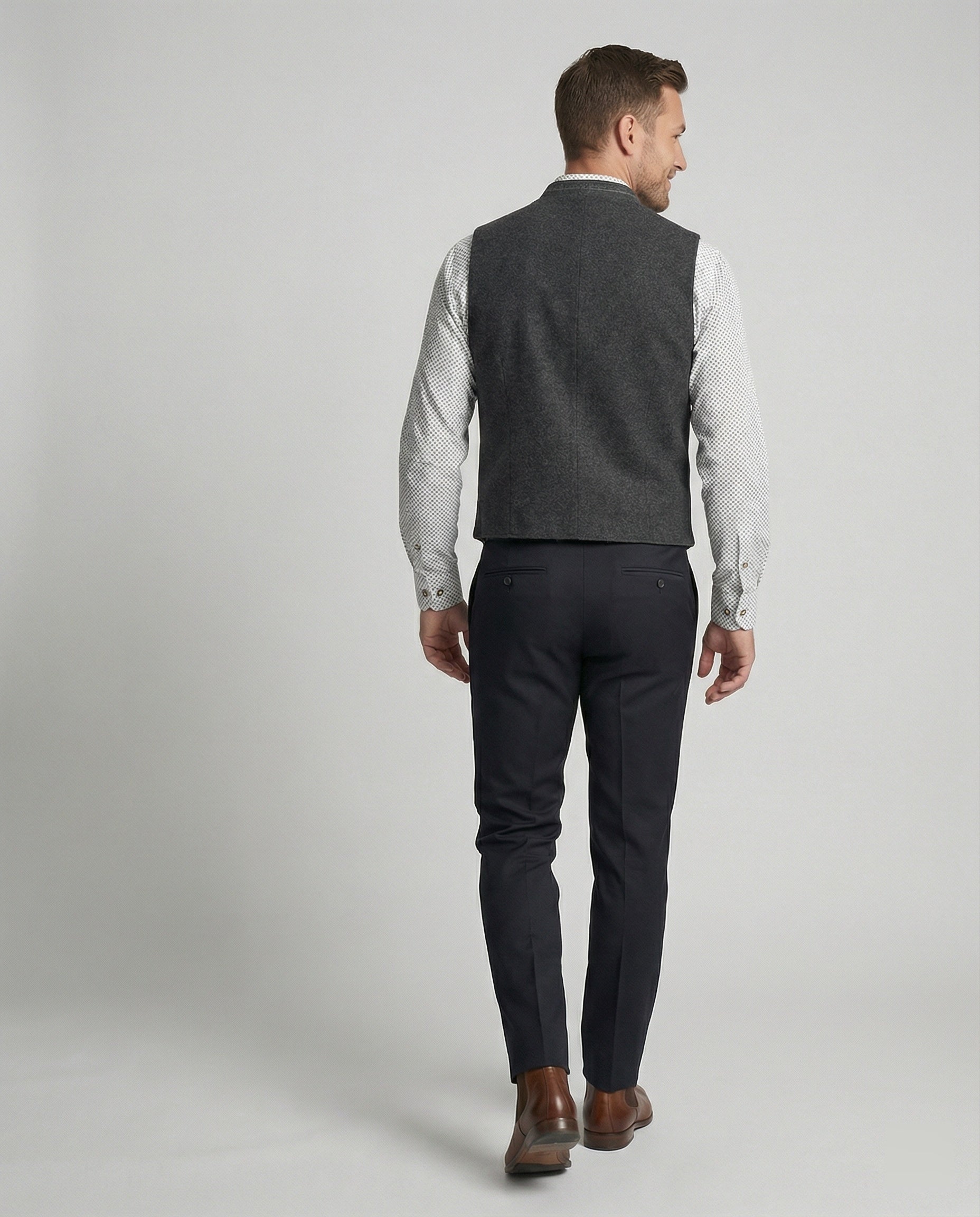 Heidi-Mode - Elegante Heren Trachtenvest Grijs Traditioneel