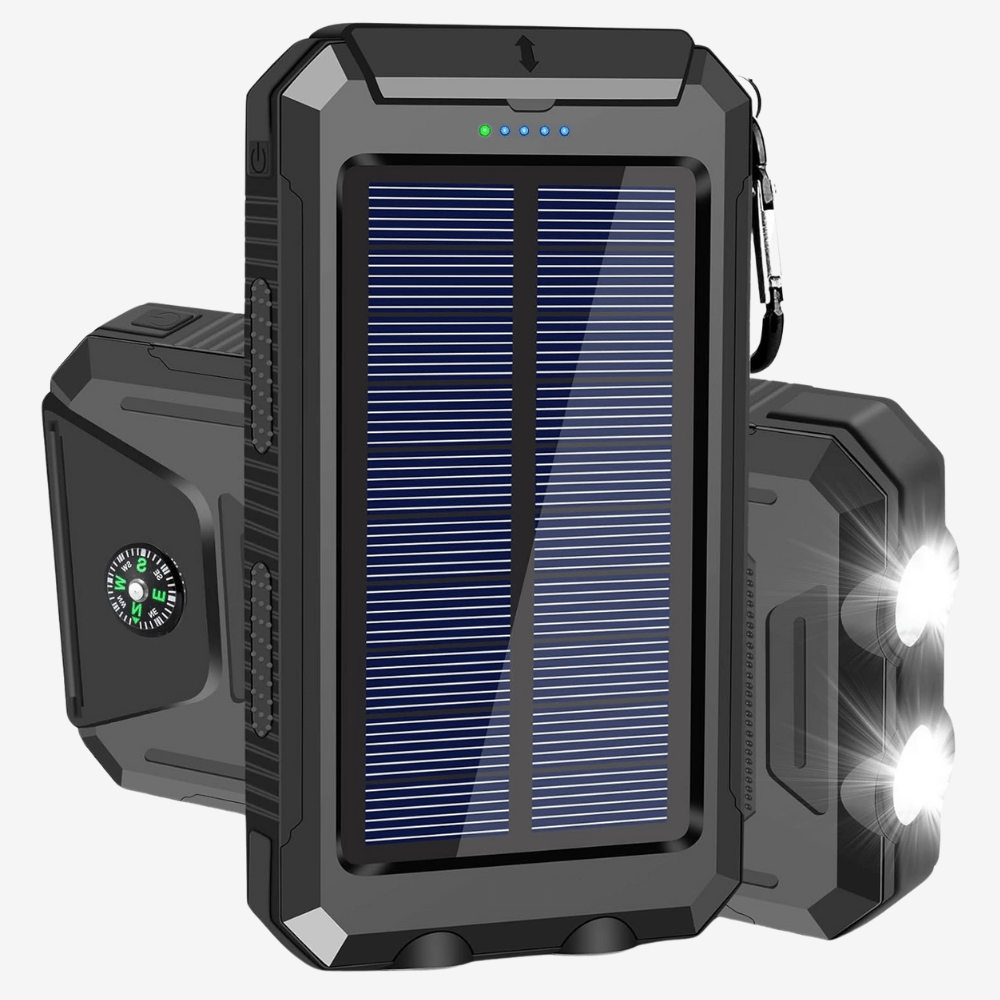 Waterdichte Schokbestendige Zonnebatterij 10.000 mAh | Zonne-oplaadbaar