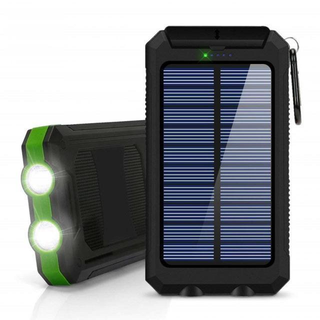 Zonnebatterij 8000mAh - Dubbele USB, Waterdicht, Schokbestendig, LED