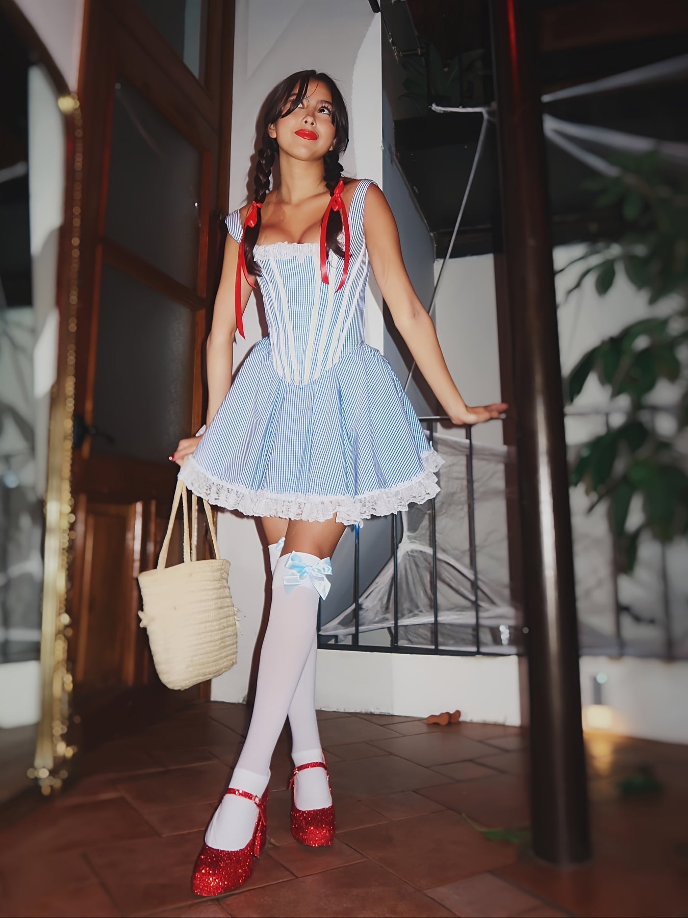 Dames Vintage Gestreepte Halloween Kostuum Jurk | Korte Kant