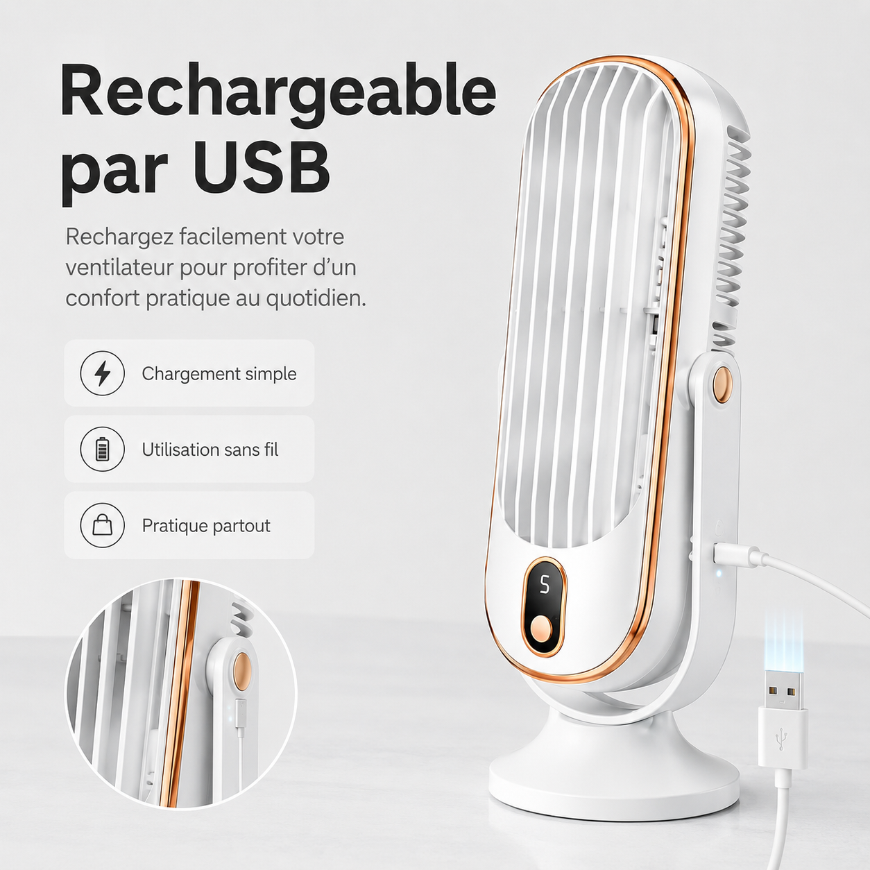 AeroLux Elite Koelventilator | Dubbele Motor, 720° Rotatie, Oplaadbaar via USB & Ultra Stil voor Ultiem Comfort Overal