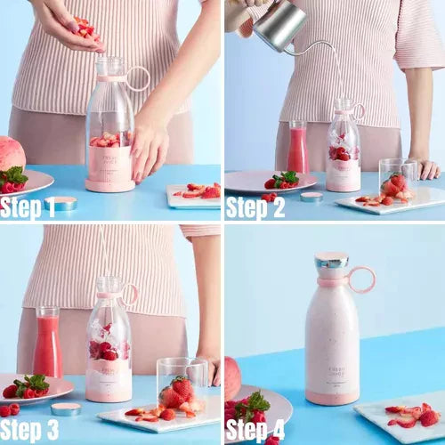 Compacte Draagbare Smoothie-Mixer met Fruitcontainer en Drinkdop
