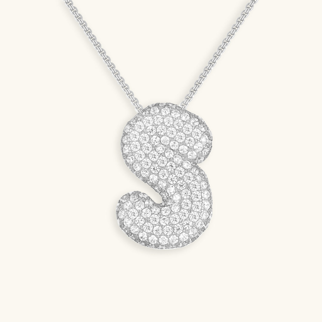 Bubble Initial-Diamant-Halsketting