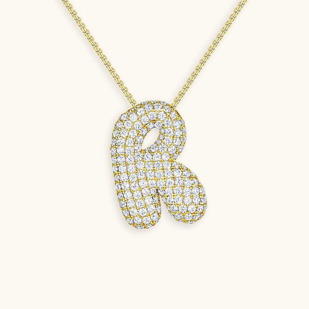 Bubble Initial-Diamant-Halsketting