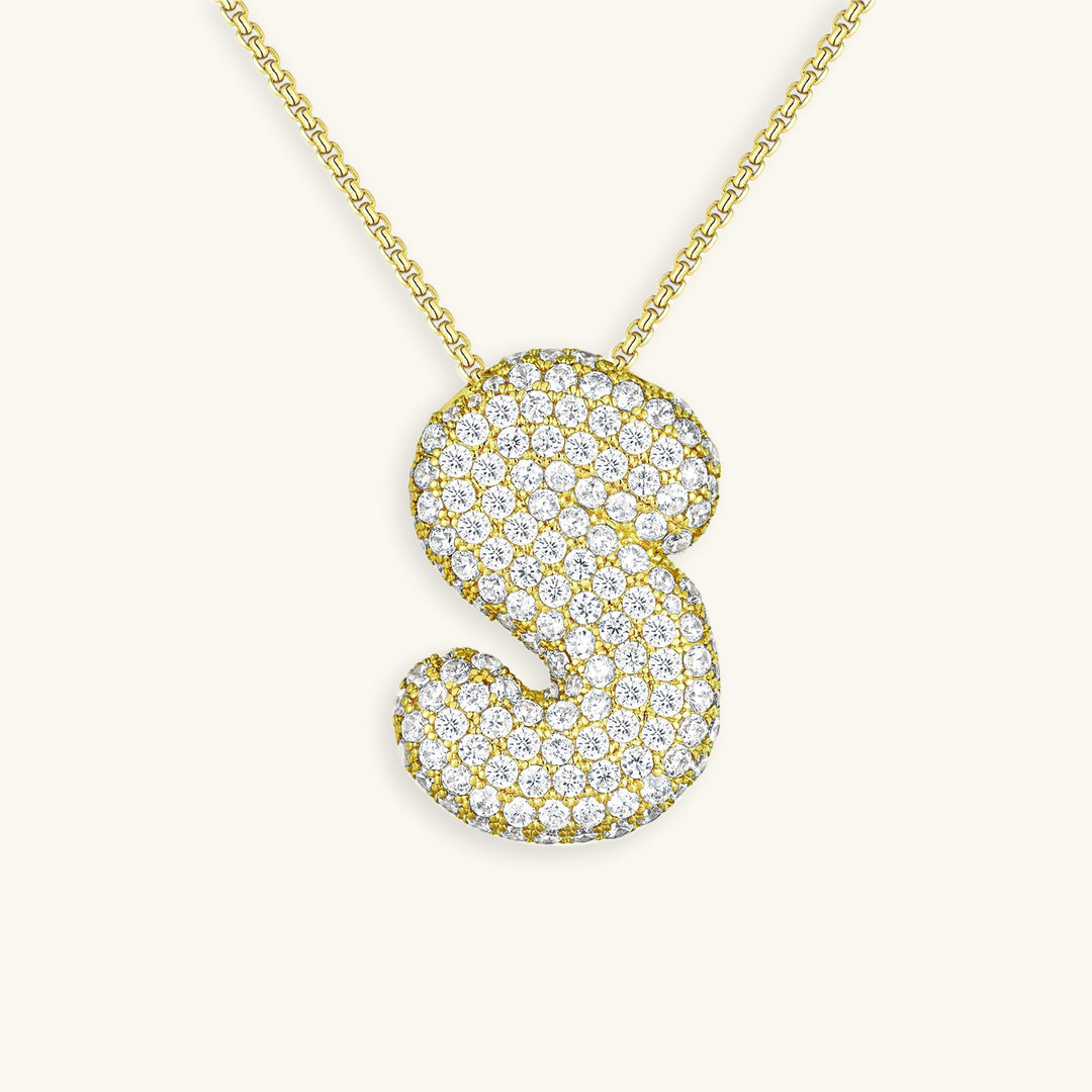 Bubble Initial-Diamant-Halsketting