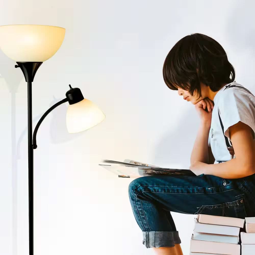 LED Vloerlamp met Twee Lichtbronnen – Staande Lamp met Leeslamp