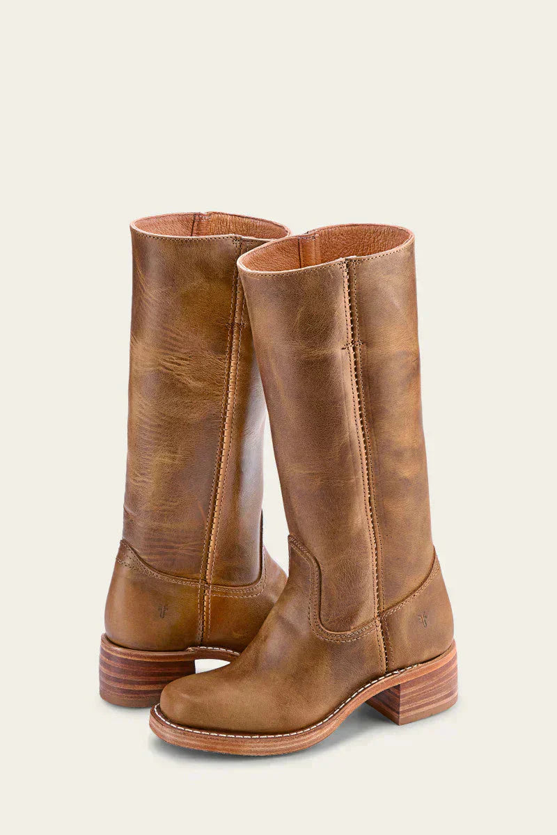 WesternSoul hoge dameslaarzen – stijlvolle leren look met blokhak en western-flair
