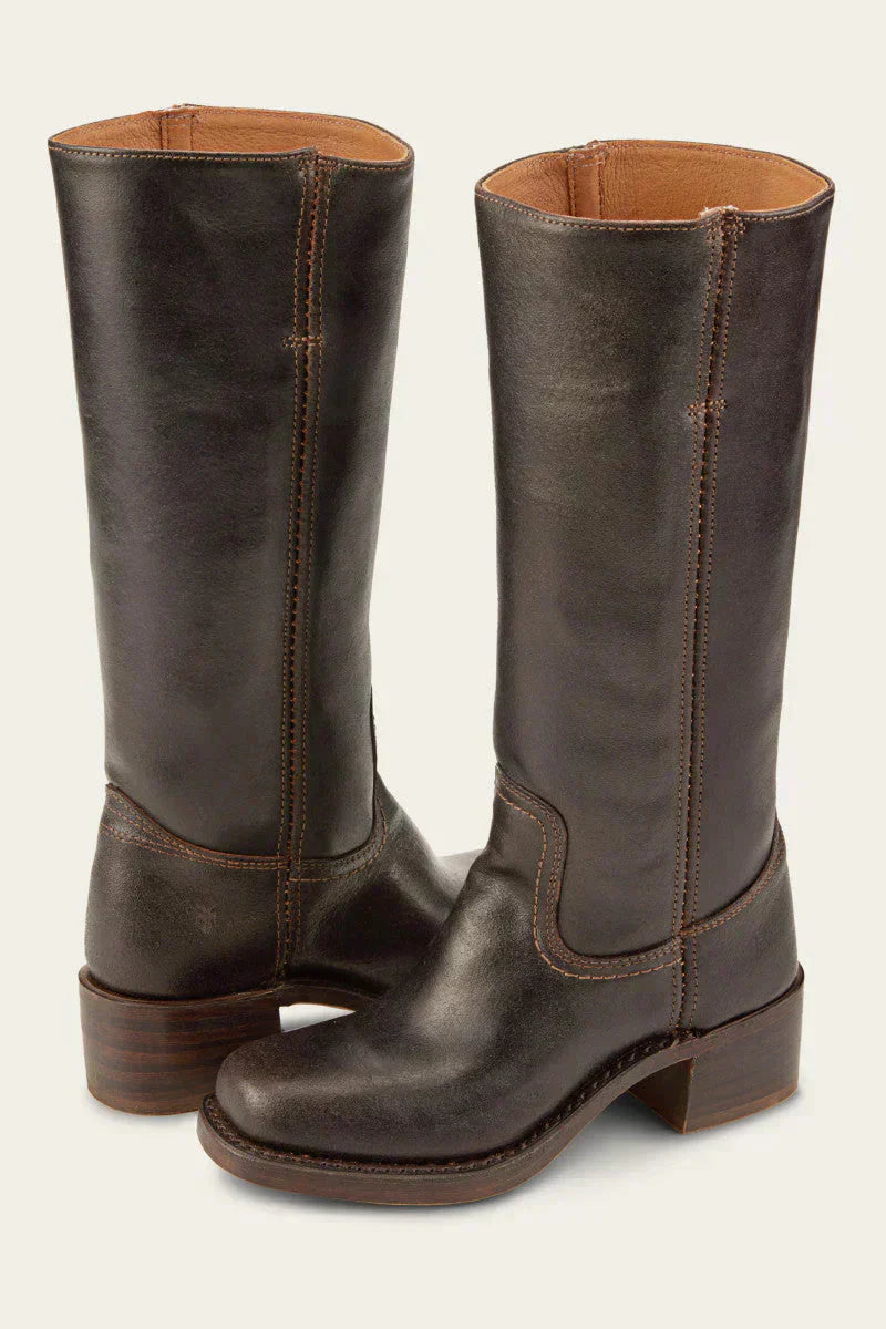 WesternSoul hoge dameslaarzen – stijlvolle leren look met blokhak en western-flair