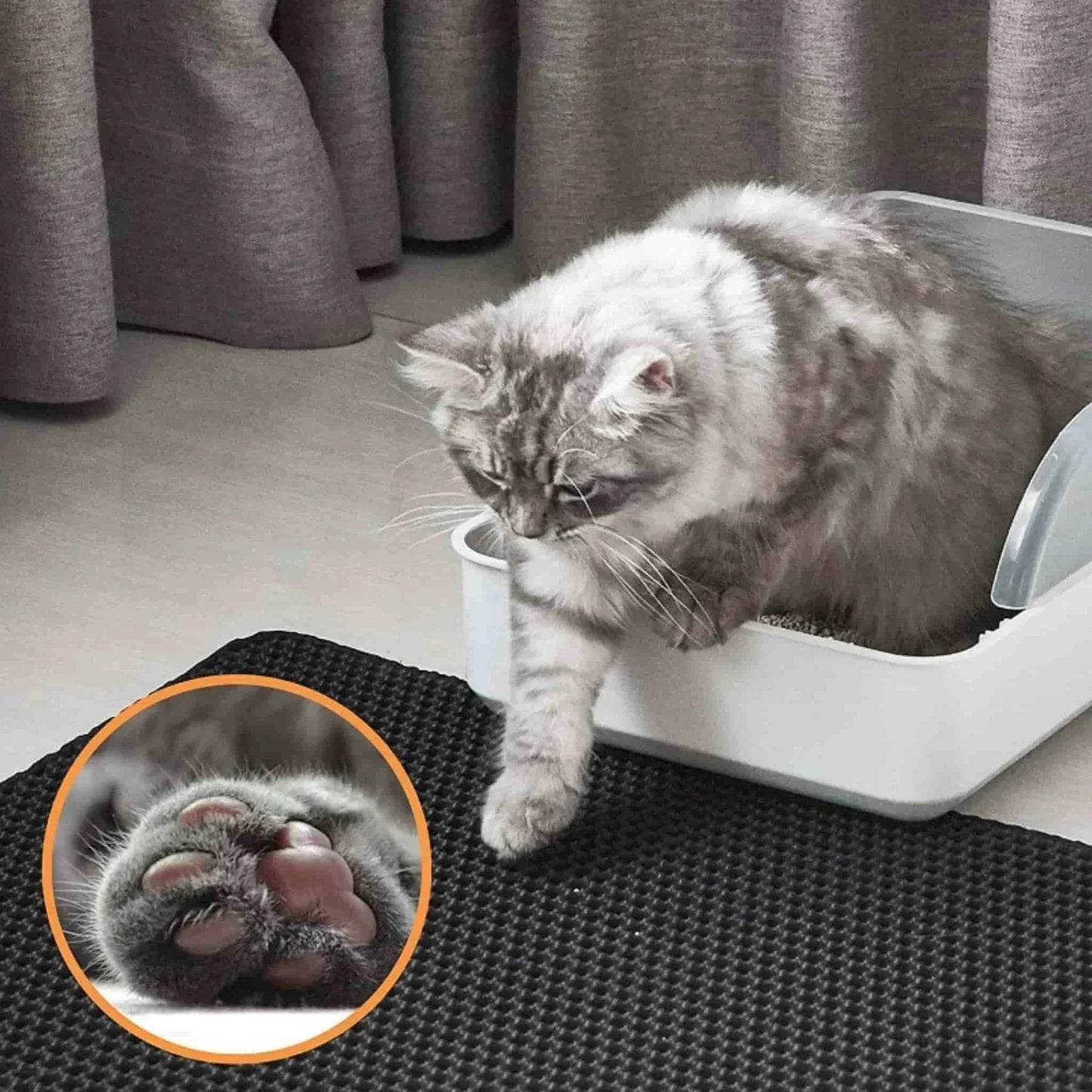 Zachte Waterdichte Kattenbakmat – Gemakkelijke Schoonmaak Kitty Kattenbak Vloermat voor een Net Thuis