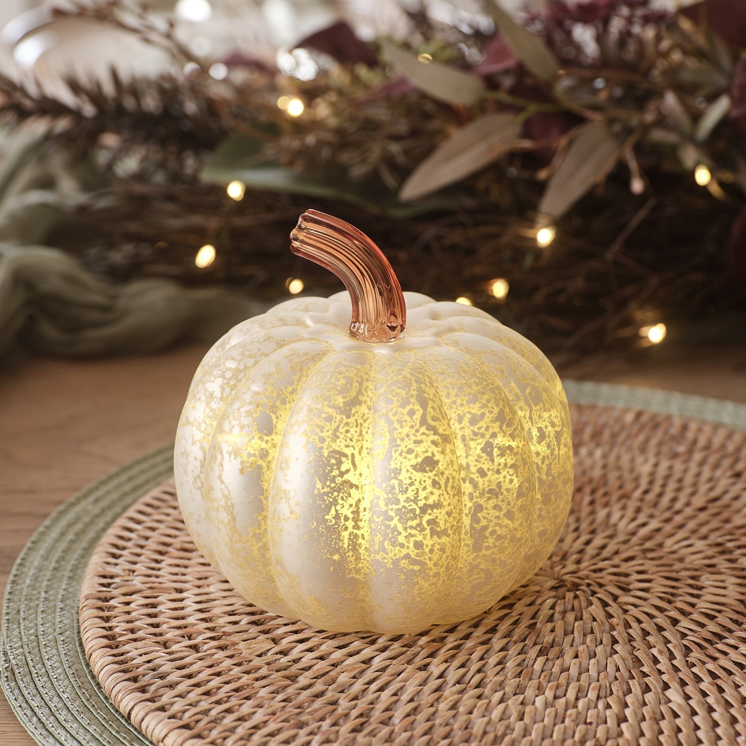 Halloween Decoraties Glas LED Pompoenlicht