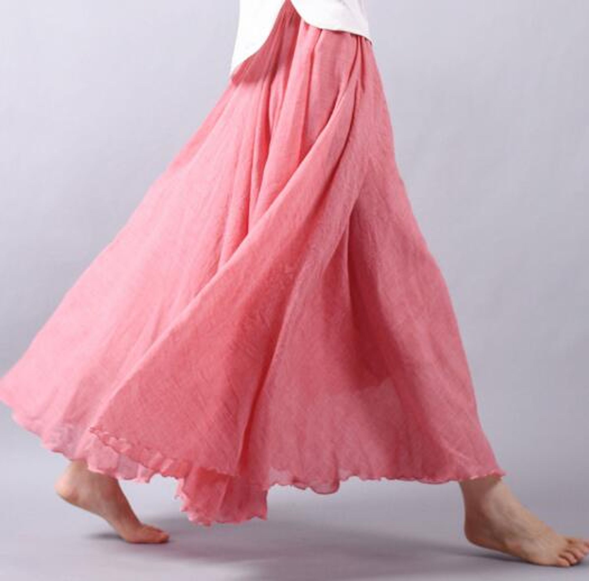 Ellery | Lange Linnen Rok met Zomerlook