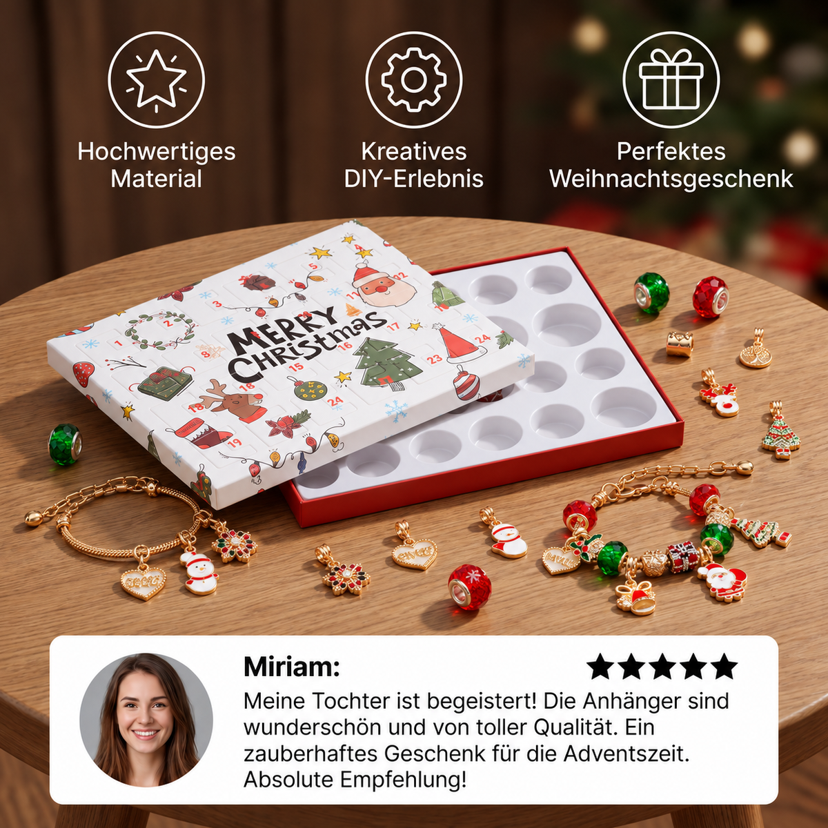 24-Dagen-Kerstarmband-Adventskalender – DIY-Sieradenset voor meisjes