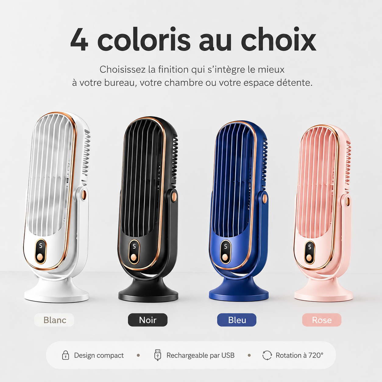 AeroLux Elite Koelventilator | Dubbele Motor, 720° Rotatie, Oplaadbaar via USB & Ultra Stil voor Ultiem Comfort Overal