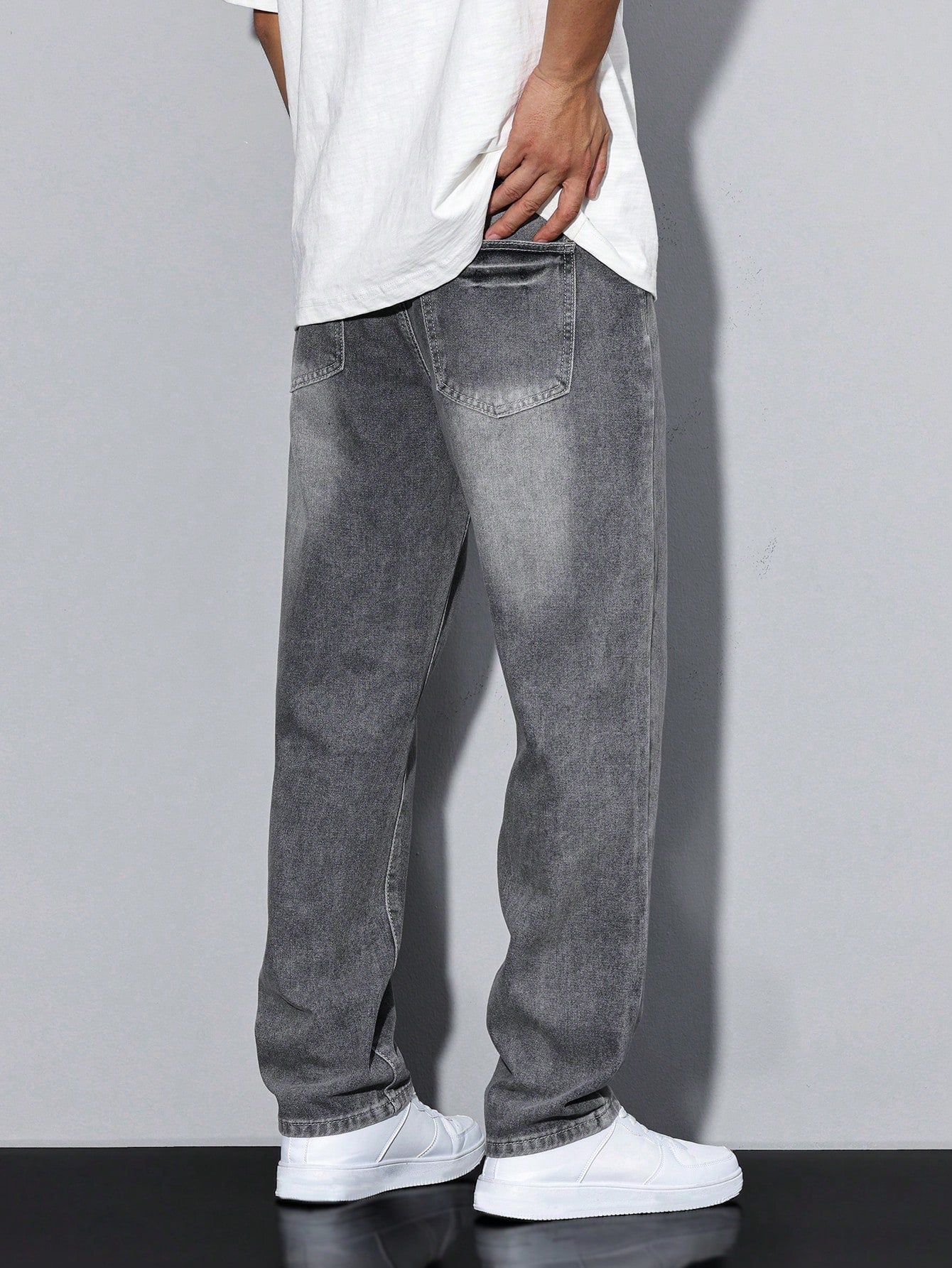 Jeans Effen Kleur Casual Heren Losse Pasvorm Comfort