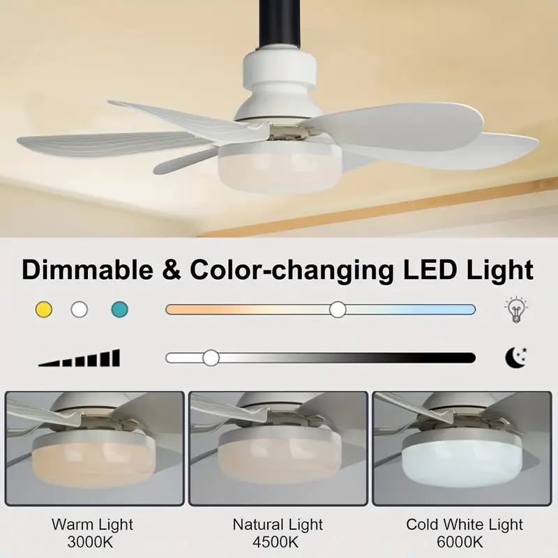 LuxeBreeze Draagbare Plafondventilator & Licht | Elegante 2-in-1 oplossing met afstandsbediening voor comfort en stijl