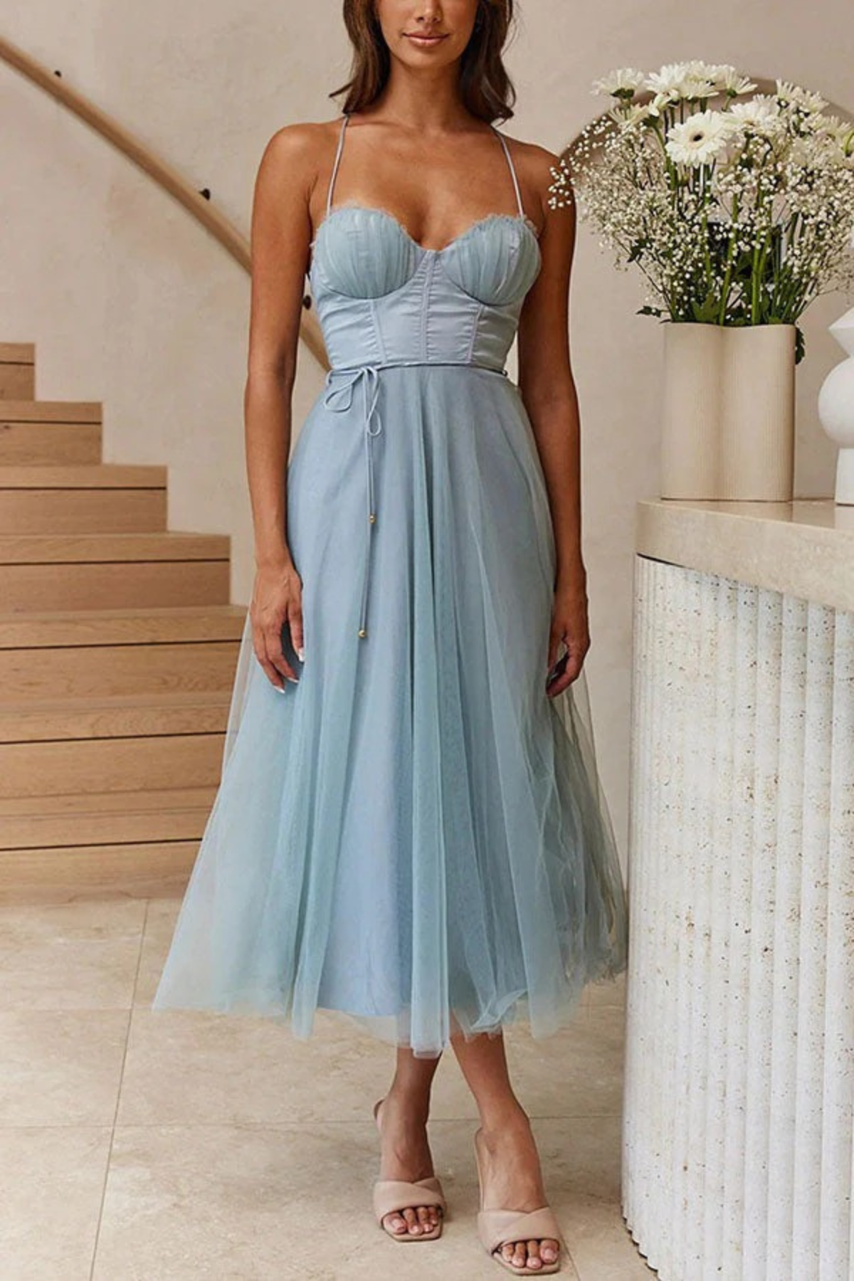 Dames elegant vloeiend jurk voor bruiloftsgasten | Midi