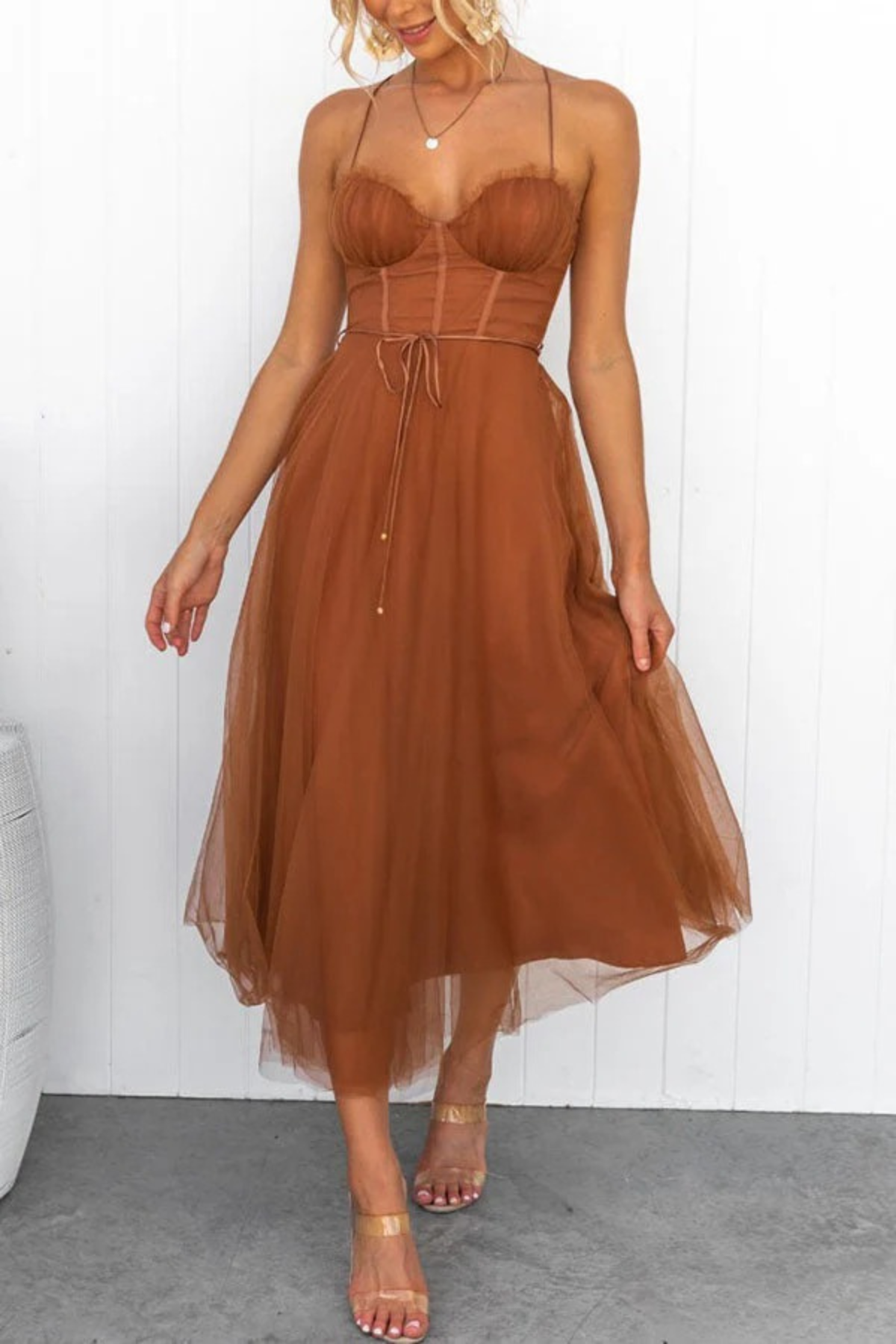Dames elegant vloeiend jurk voor bruiloftsgasten | Midi