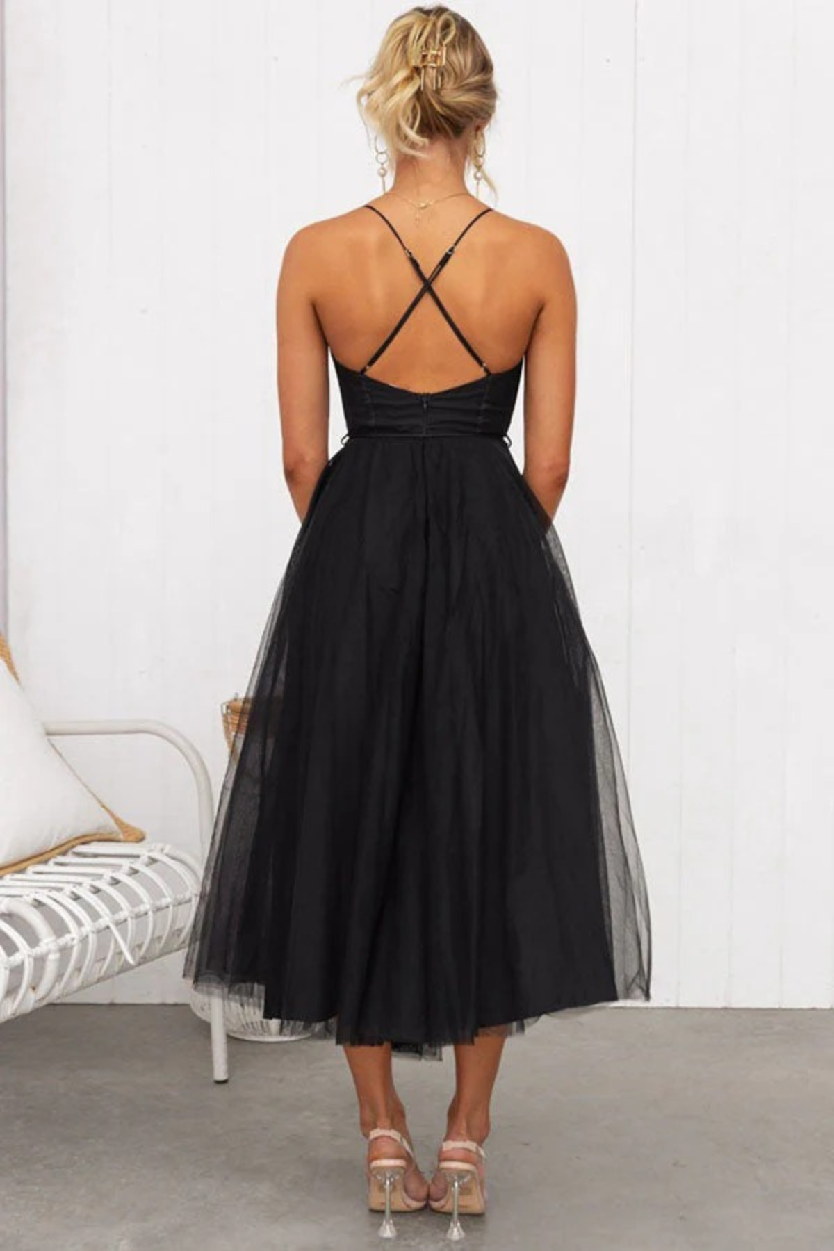 Dames elegant vloeiend jurk voor bruiloftsgasten | Midi