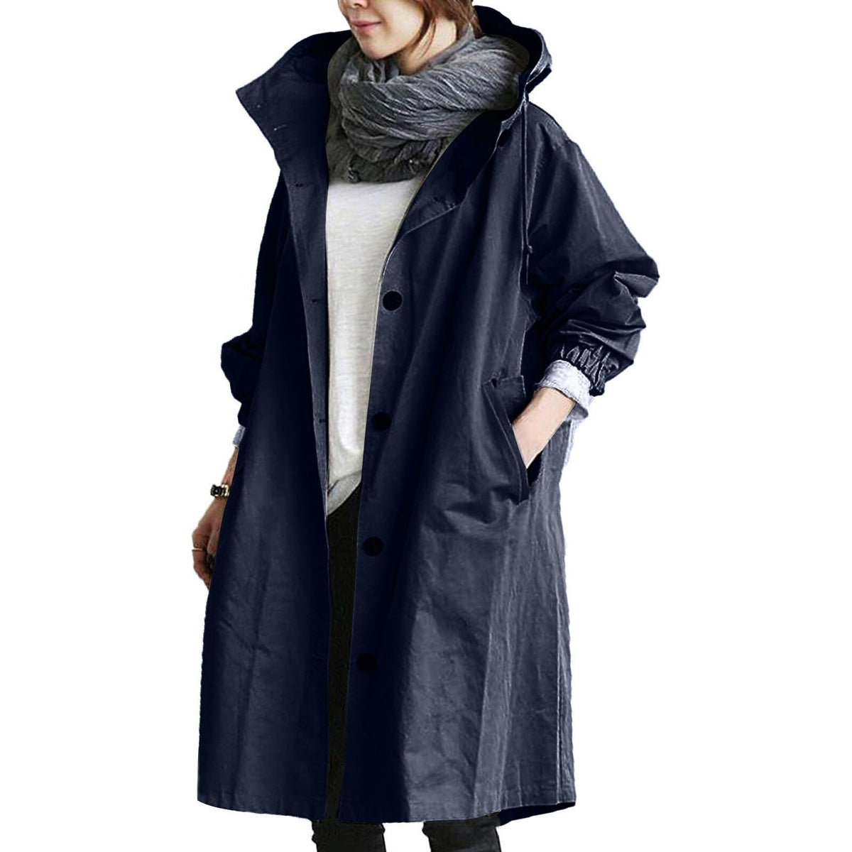 Lange Damesregenjas Elise – Trendy Herfstjas met Capuchon