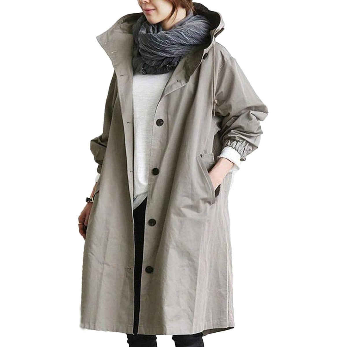 Lange Damesregenjas Elise – Trendy Herfstjas met Capuchon