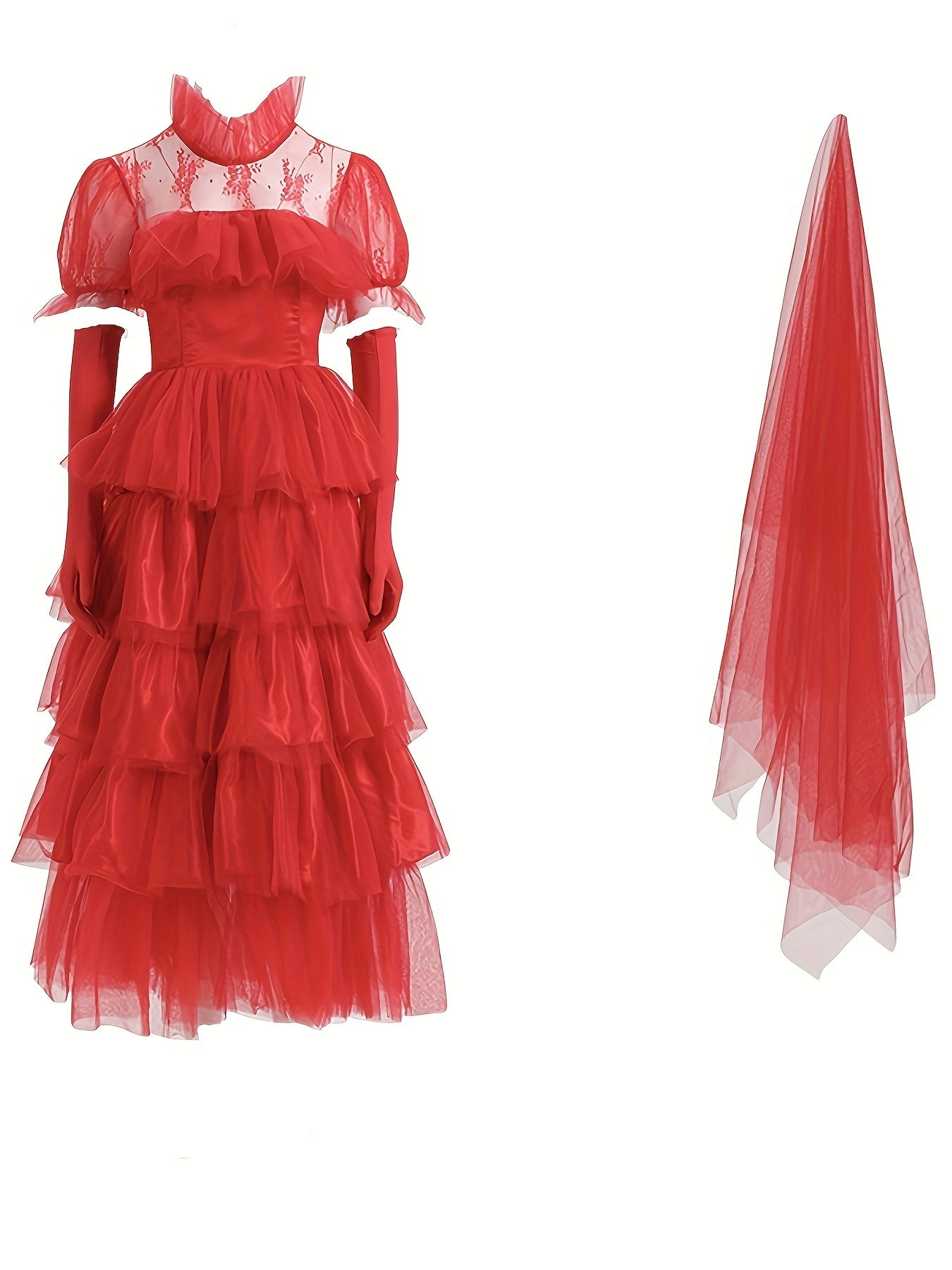 Dames Gothic Kant Halloween Film Kostuum Jurk | Gelaagde Maxi