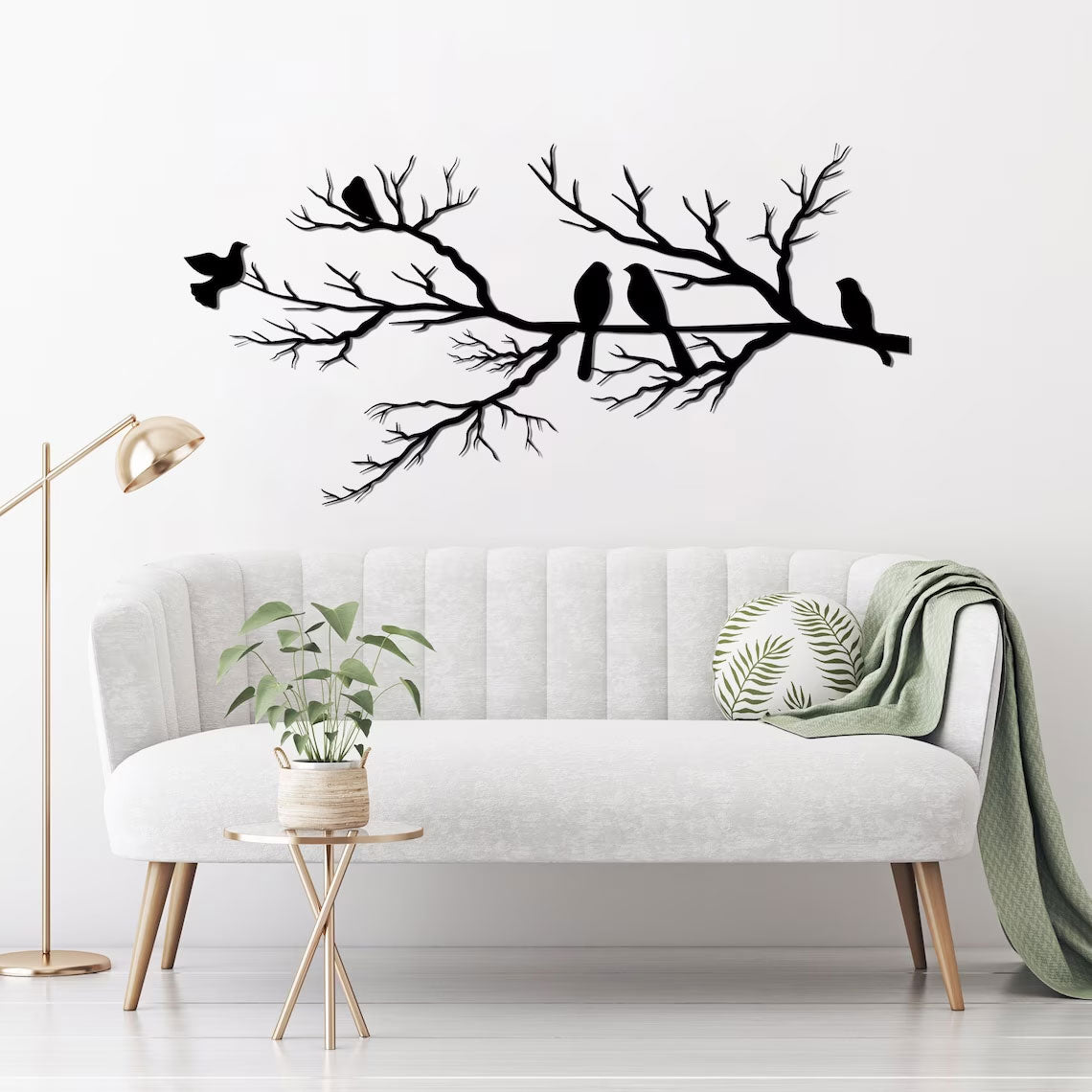 PerchArt Metaal Wanddecoratie – Vogels op een Tak voor een Tijdloze Natuurlijke Uitstraling