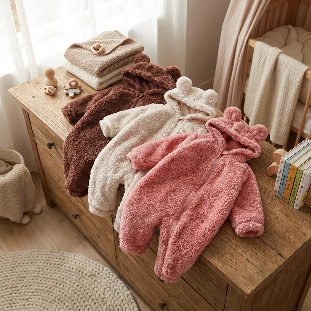 BabyBear | Pluche Beer Winter Baby Romper Zachte Cozy Outfit