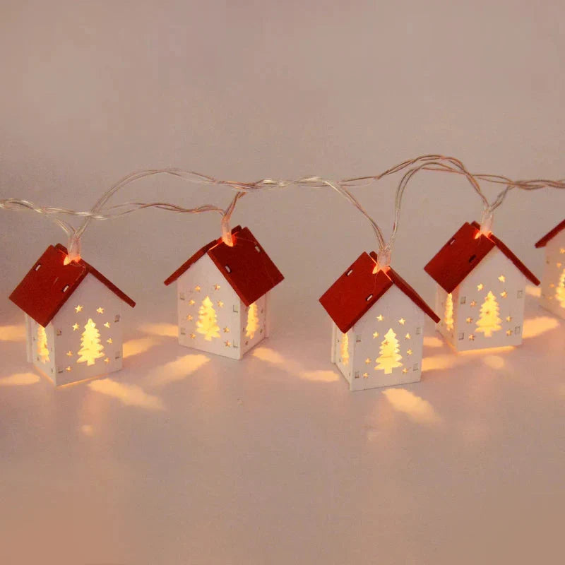 Houten Kersthuisjes met LED Kerstverlichting – Decoratieve Kerstdecoratie