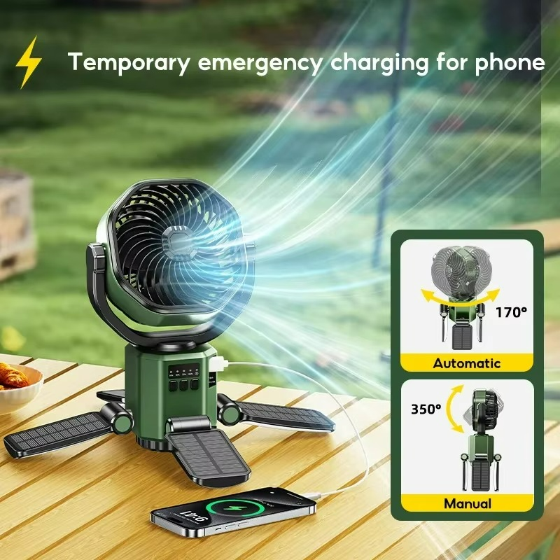 VenturoX Camping Ventilator | Draagbare ventilator met 4 snelheden en LED-verlichting