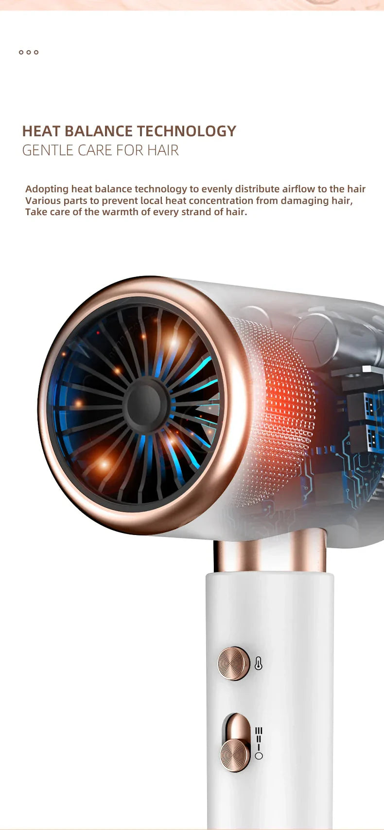 2400W Hochleistungs-Haartrockner mit Kalt- und Warmeluft Ionentechnologie