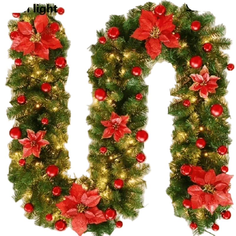 LumiRotan Kerstguirlande – Verlichte Rieten Guirlande met Warme LED's voor Feestelijke Decoratie