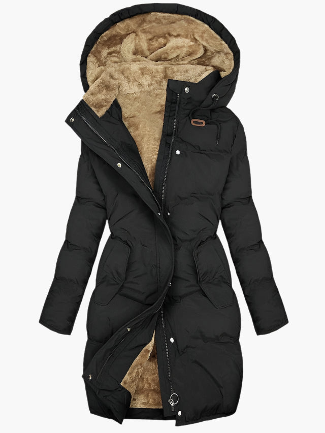 Emma | Dames Lange Winterjas met Capuchon en Kunstbont