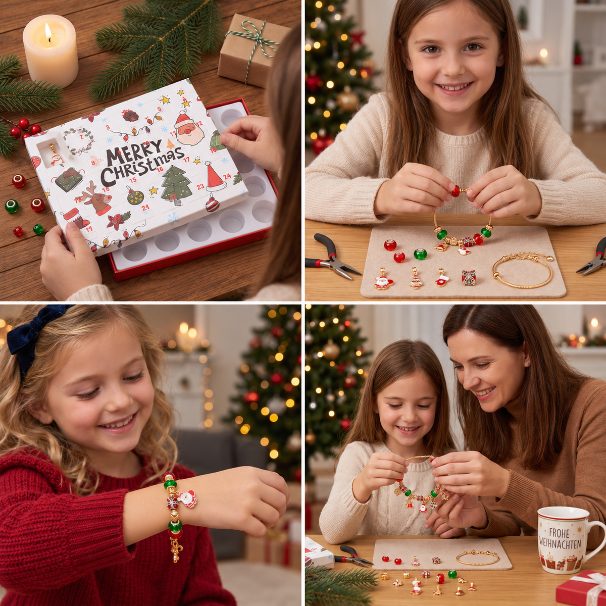 24-Dagen-Kerstarmband-Adventskalender – DIY-Sieradenset voor meisjes
