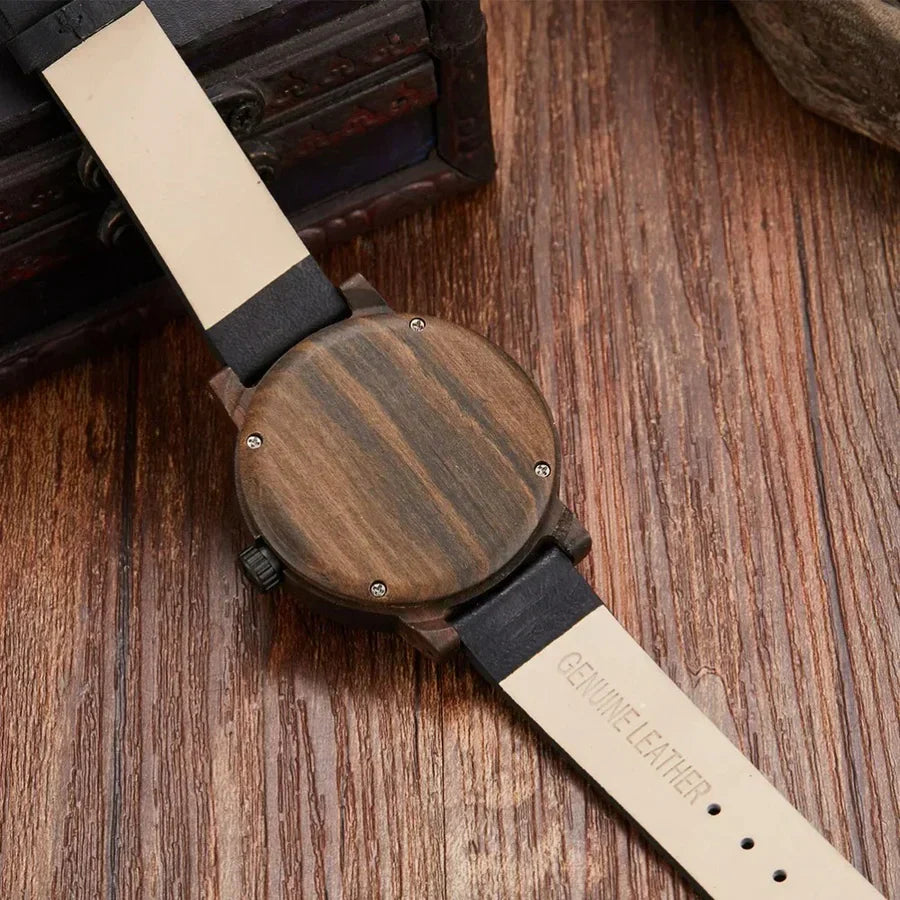 RAMON - HOUTEN HORLOGES MET LEEREN BAND
