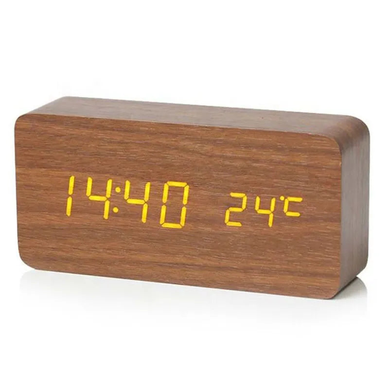 Houten LED Digitale Wecker - Stijlvol met Temperatuurweergave