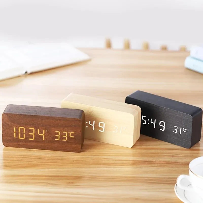 Houten LED Digitale Wecker - Stijlvol met Temperatuurweergave