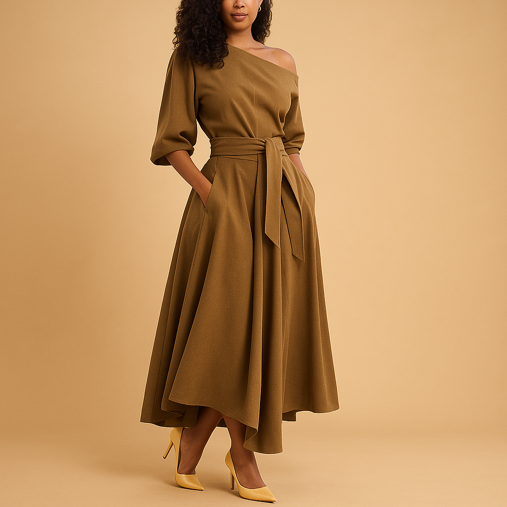 Zonnenstraal Damesjurk met Tailleband – Elegant en Comfortabel