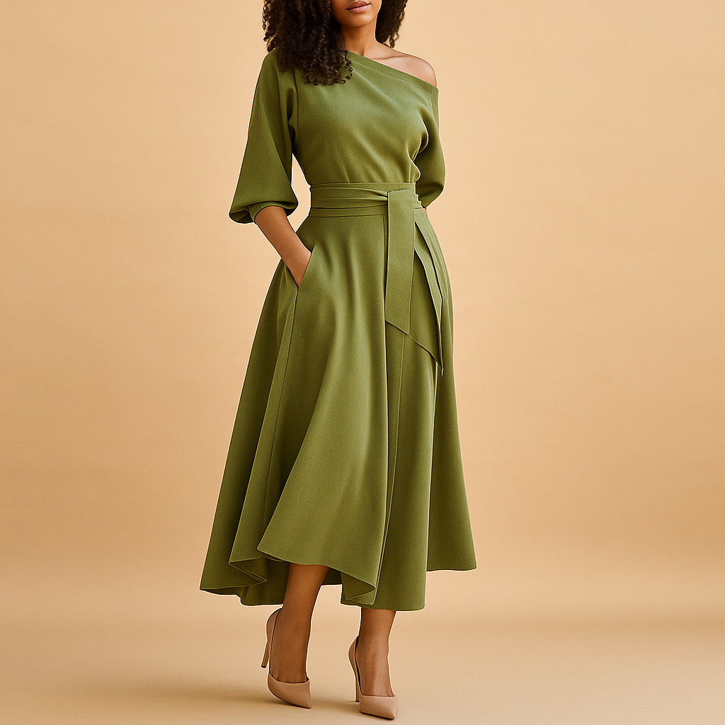Zonnenstraal Damesjurk met Tailleband – Elegant en Comfortabel