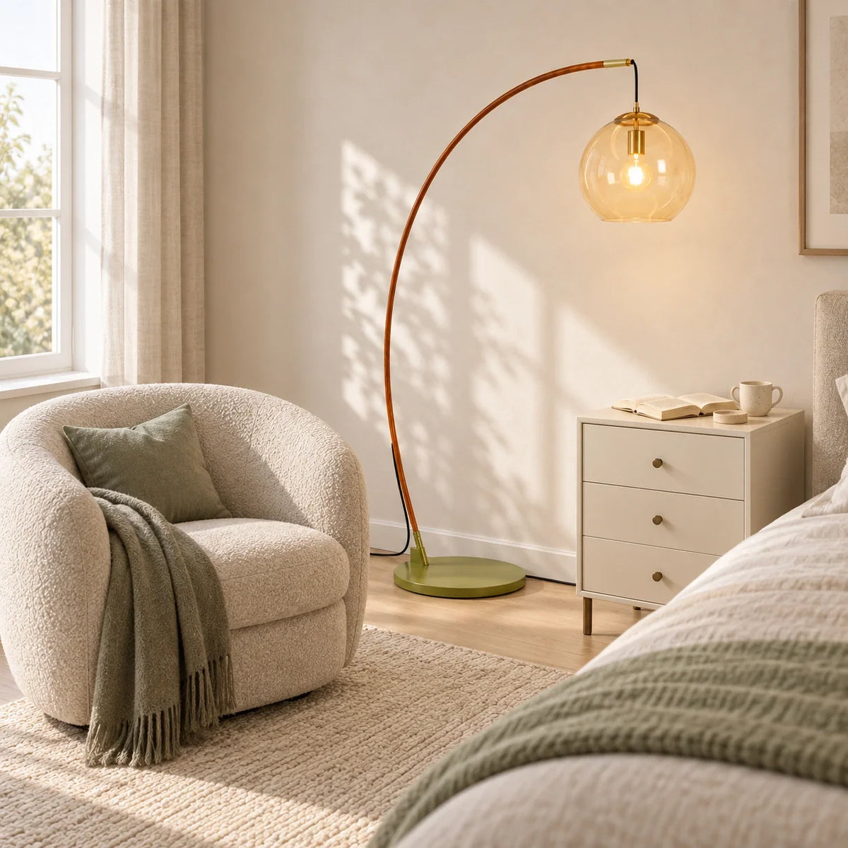 Moderne Glazen Vloerlamp – Elegante Designverlichting met Glazen Lampenkap