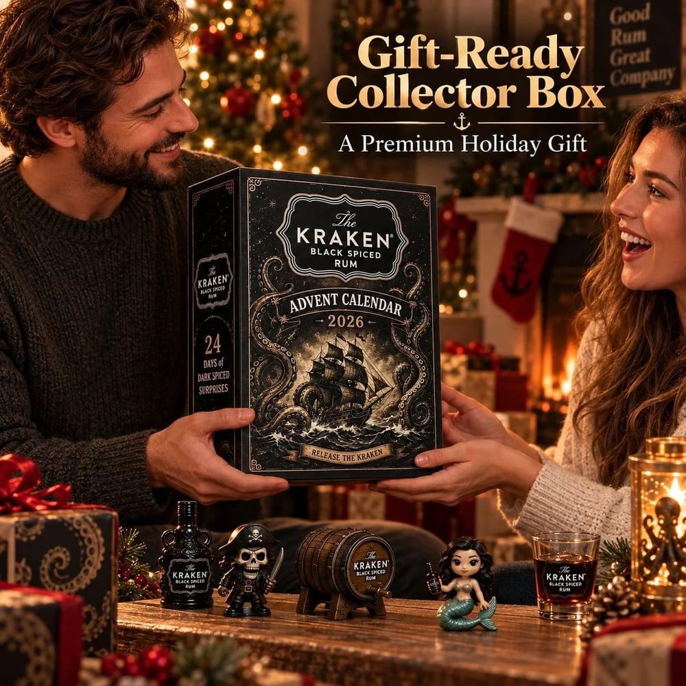 24-Daagse Kraken Rum Mini Fles Advent Kalender Set voor Feestelijke Bar Tafel Display, Verzamelobject voor Rum Liefhebbers, Kerst Countdown & Feestdecoratie