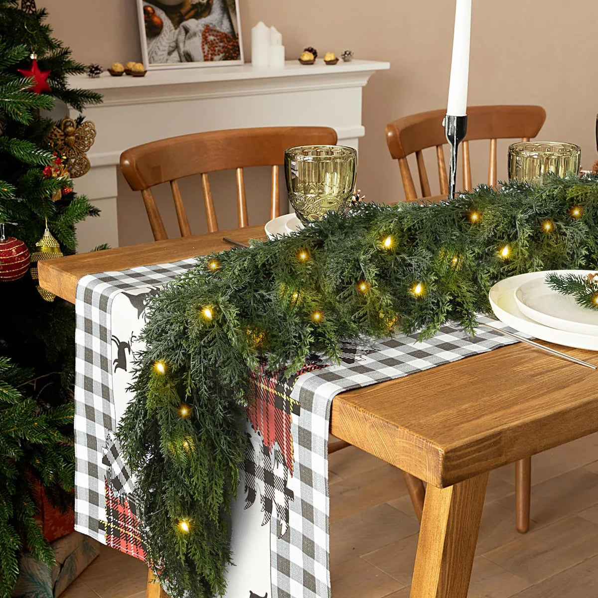 Kerstguirlande met Warmwitte LED-verlichting – Realistische Dennentakken