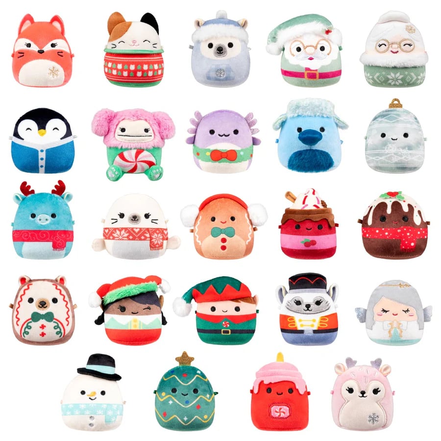 SquishJoy Vakantie Verrassingsset | Feestelijke adventskalender gevuld met knuffelbare Squishmallows!