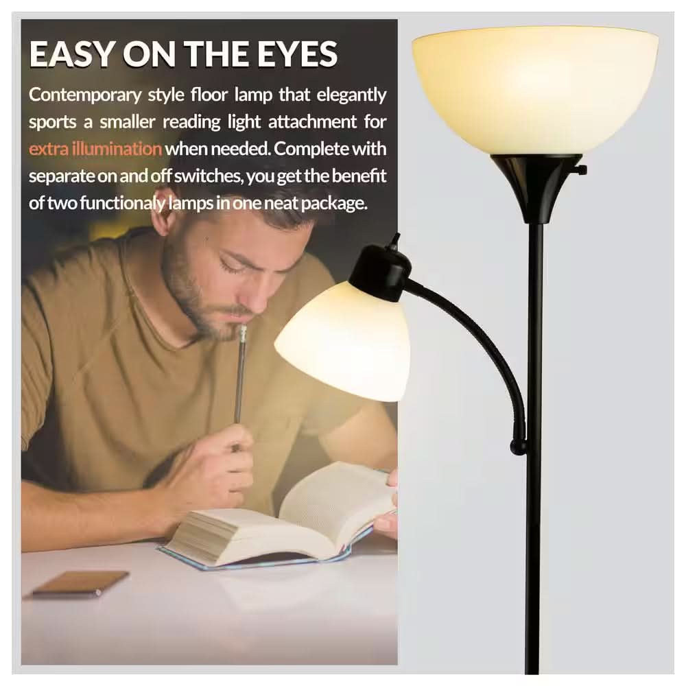 LED Vloerlamp met Twee Lichtbronnen – Staande Lamp met Leeslamp