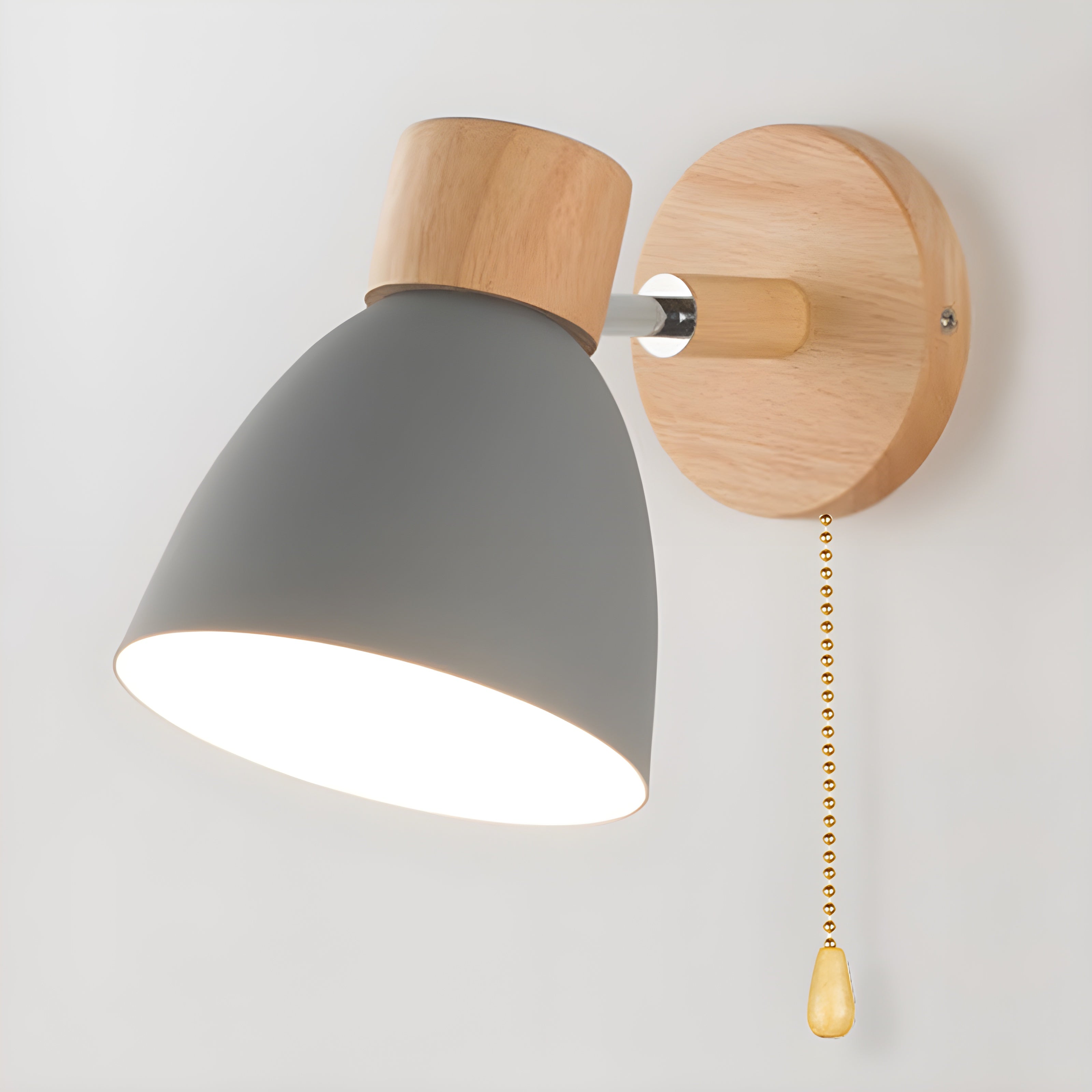 Houten Noorse Wandlamp met Schakelaar voor de Slaapkamer