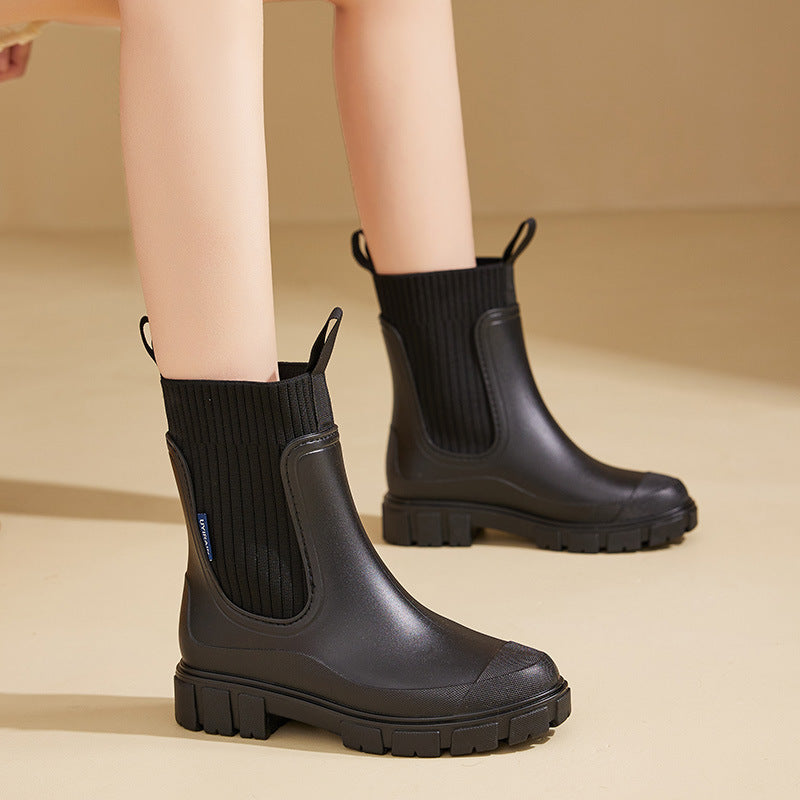 Waterdichte Gummlaarzen voor Dames | Hoogte Verstelbaar Plateau & Antislip PVC-Zool